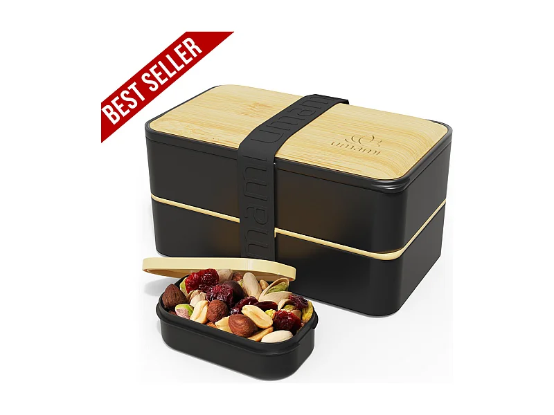 Bento Original 1,2 l noir et décor bambou