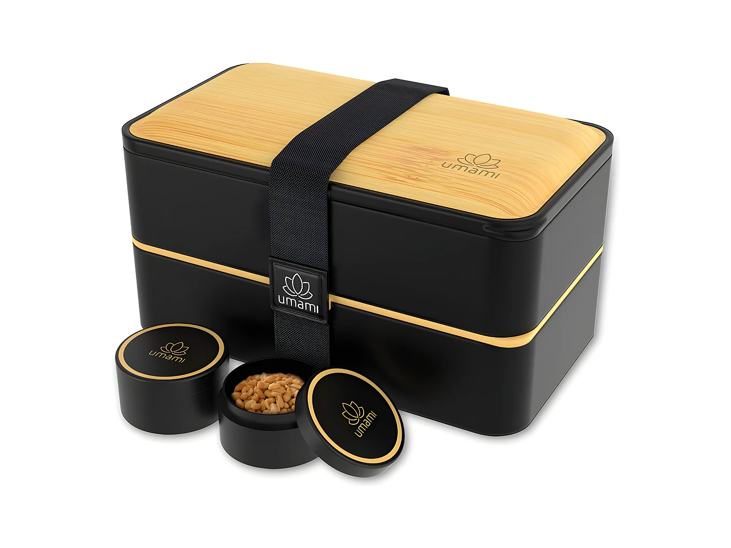 Bento Original 1,2 l noir et décor bambou