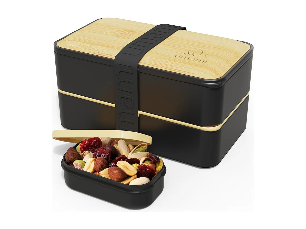 Bento Original 1,2 l noir et décor bambou