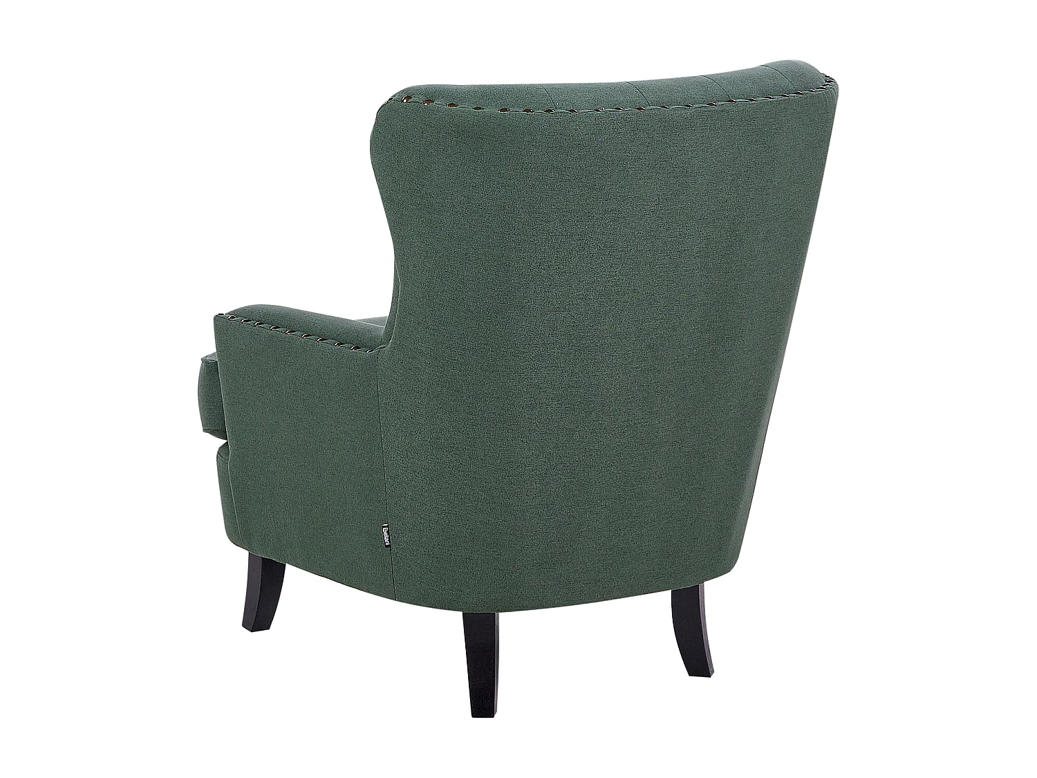 Retro Sessel Stoffbezug grün mit Nieten Knopfheftung Chesterfield-Stil Viborg II