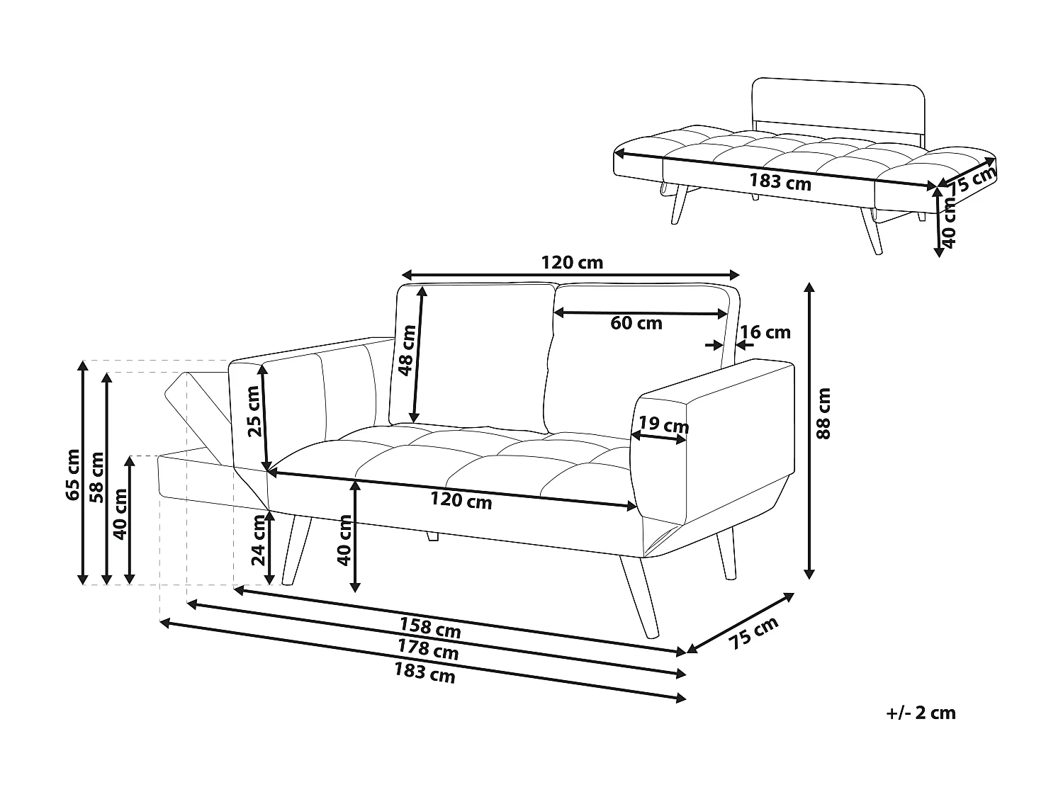 Canapé-lit BREKKE Tissu Rose 2 places