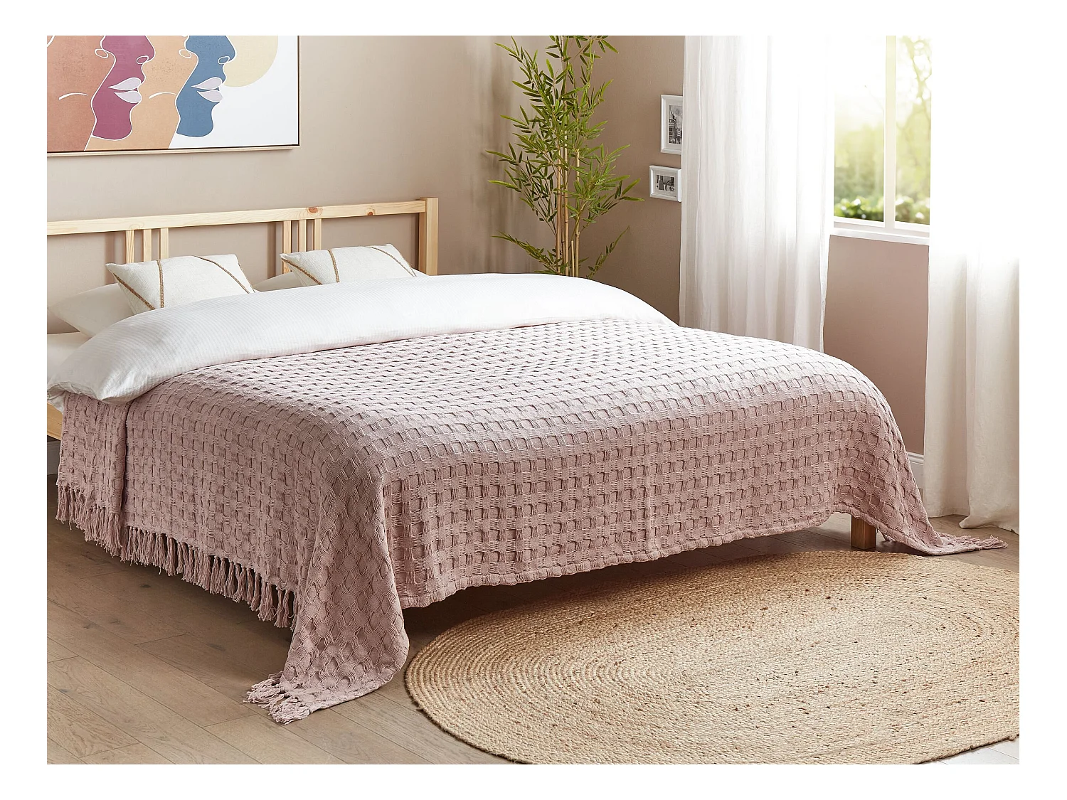 Sprei BERE Katoen 220 x 240 cm Pastelroze