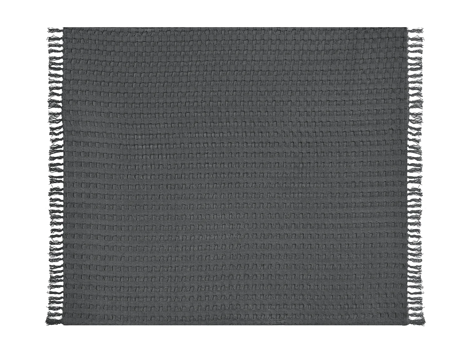 Tagesdecke Baumwolle dunkel grau 200x220 cm strukturiert mit Fransen modern Bere