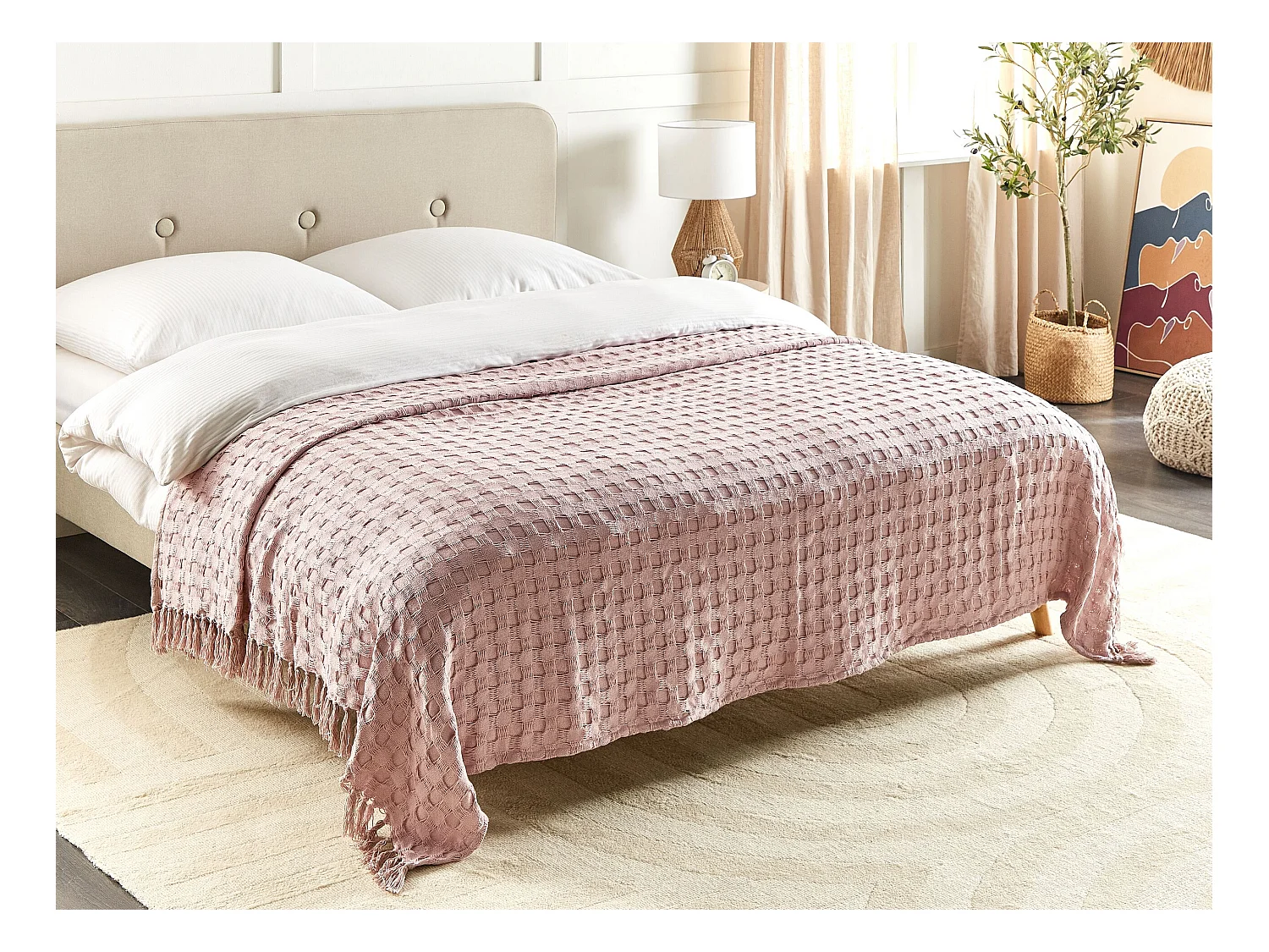 Sprei BERE Katoen 200 x 220 cm Pastelroze