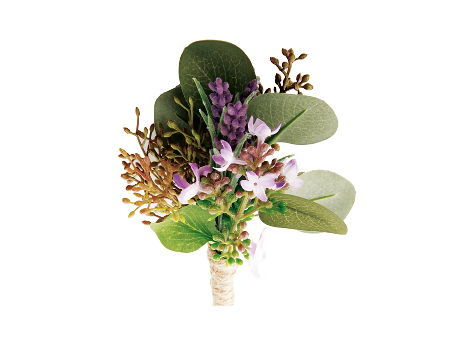 Boutonnière Artificielle de Lavande et d'Eucalyptus - Violet