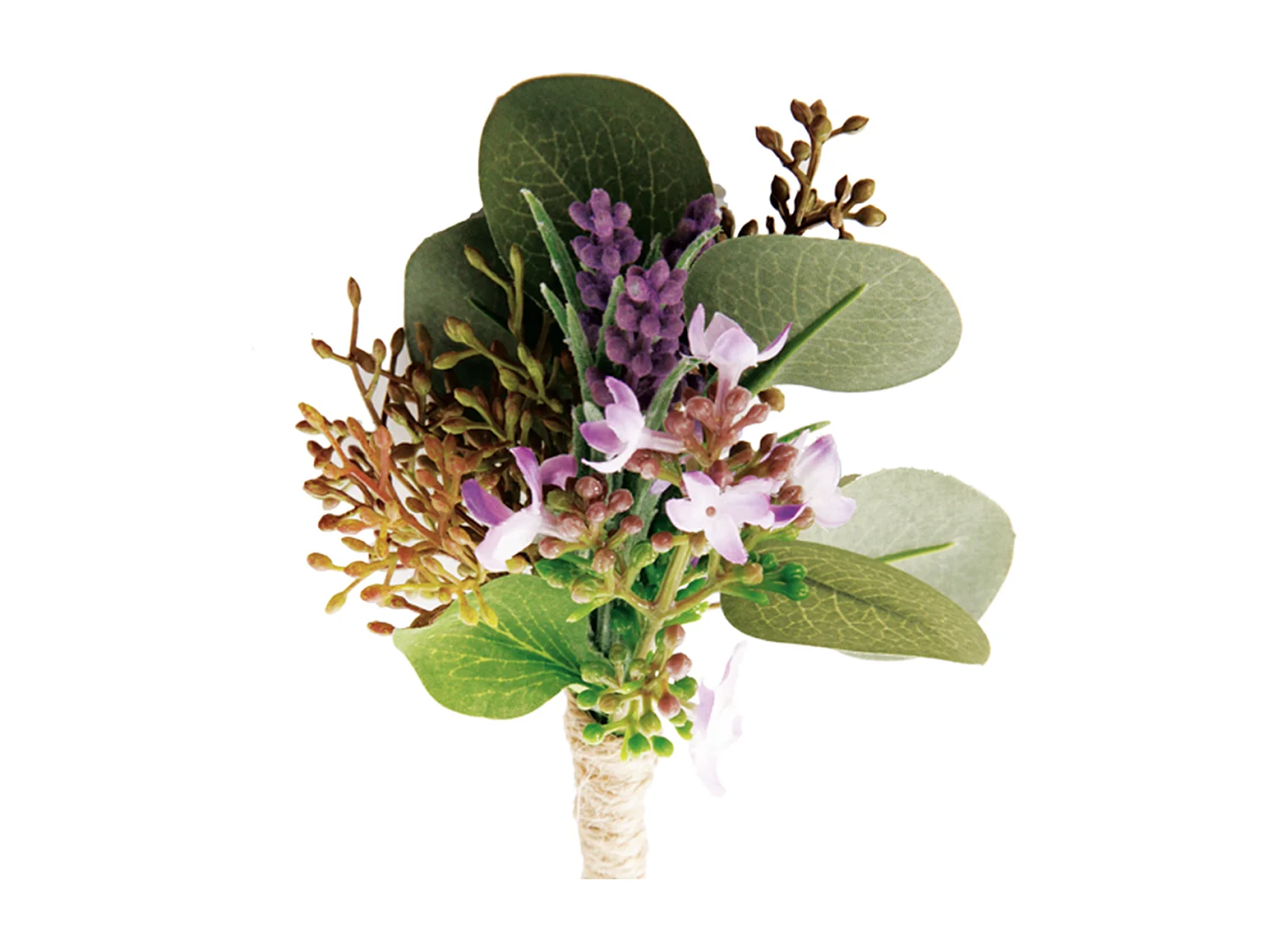 Boutonnière Artificielle de Lavande et d'Eucalyptus - Violet