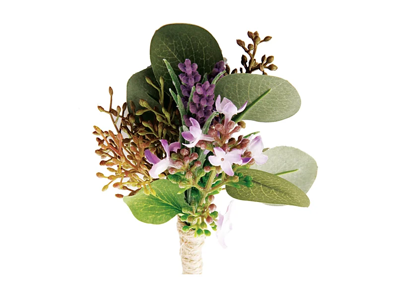 Boutonnière Artificielle de Lavande et d'Eucalyptus - Violet