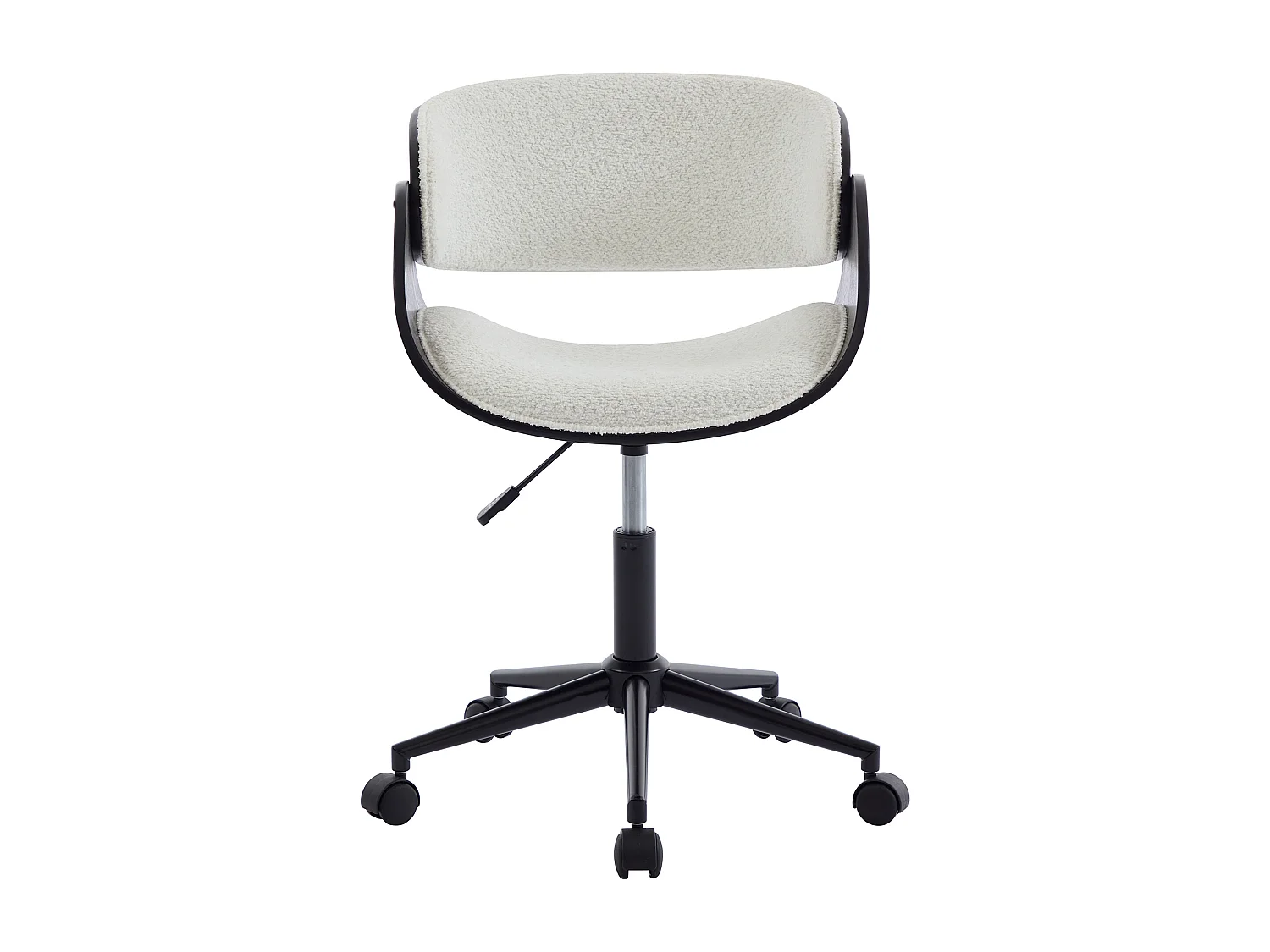 Cadeira de escritório tecido bouclé e metal branco e preto, altura ajustável - JELSA