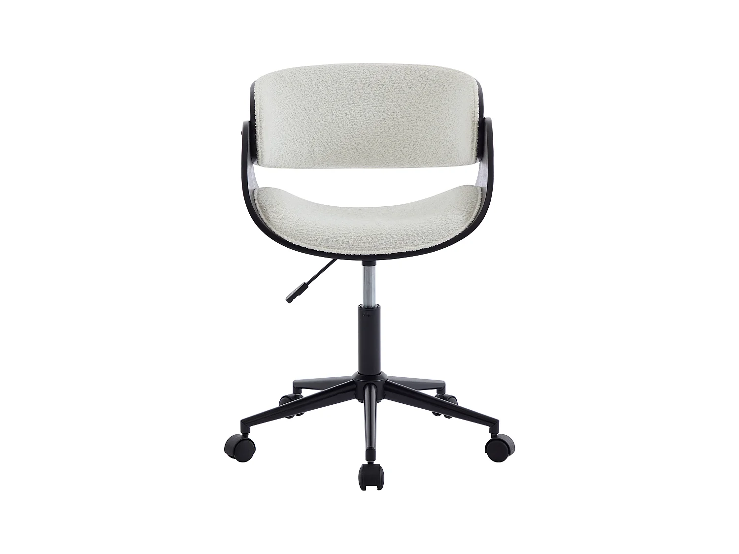 Chaise de bureau - Tissu bouclette et métal - Blanc et noir - Hauteur ajustable - JELSA