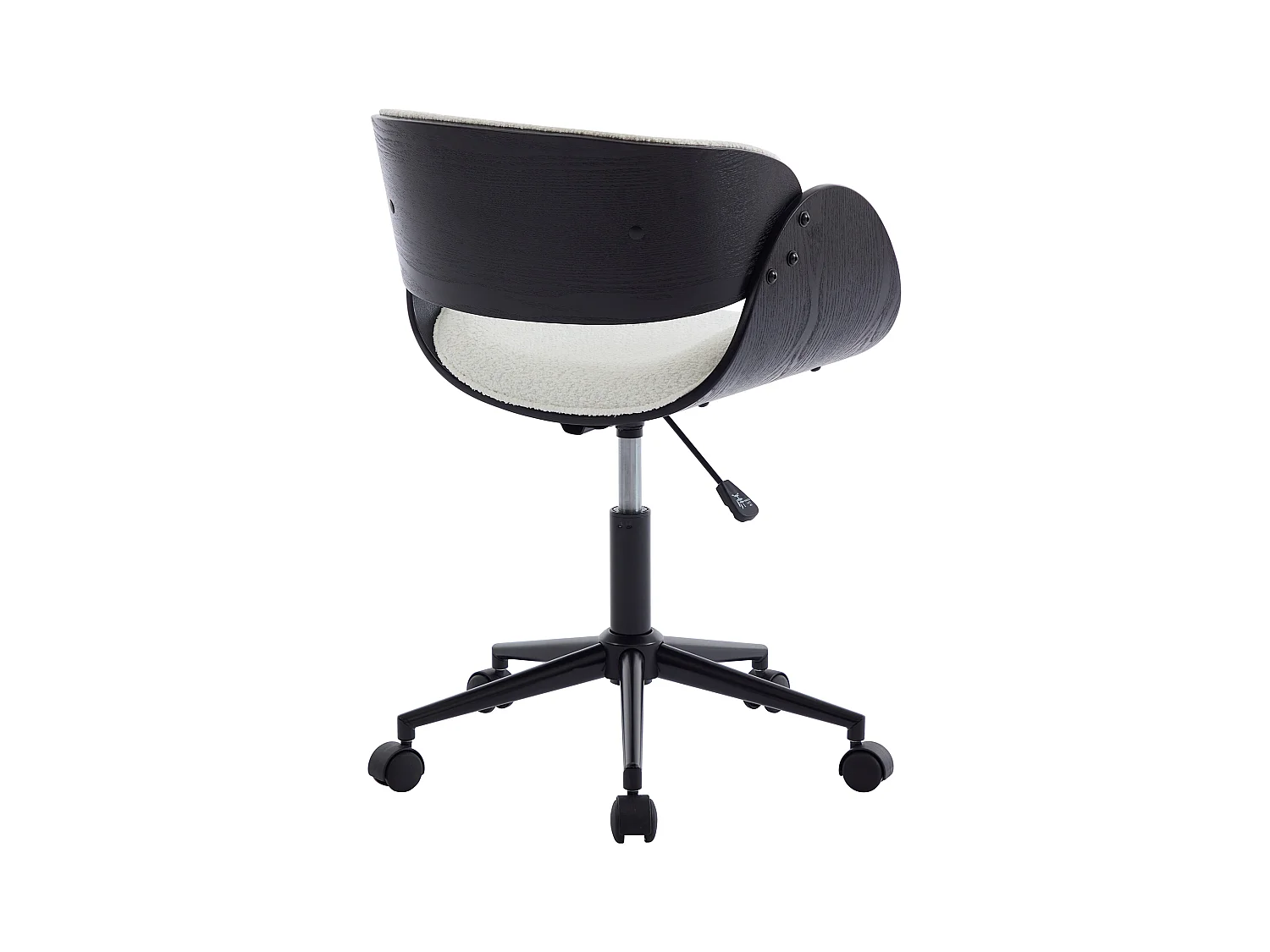 Chaise de bureau - Tissu bouclette et métal - Blanc et noir - Hauteur ajustable - JELSA