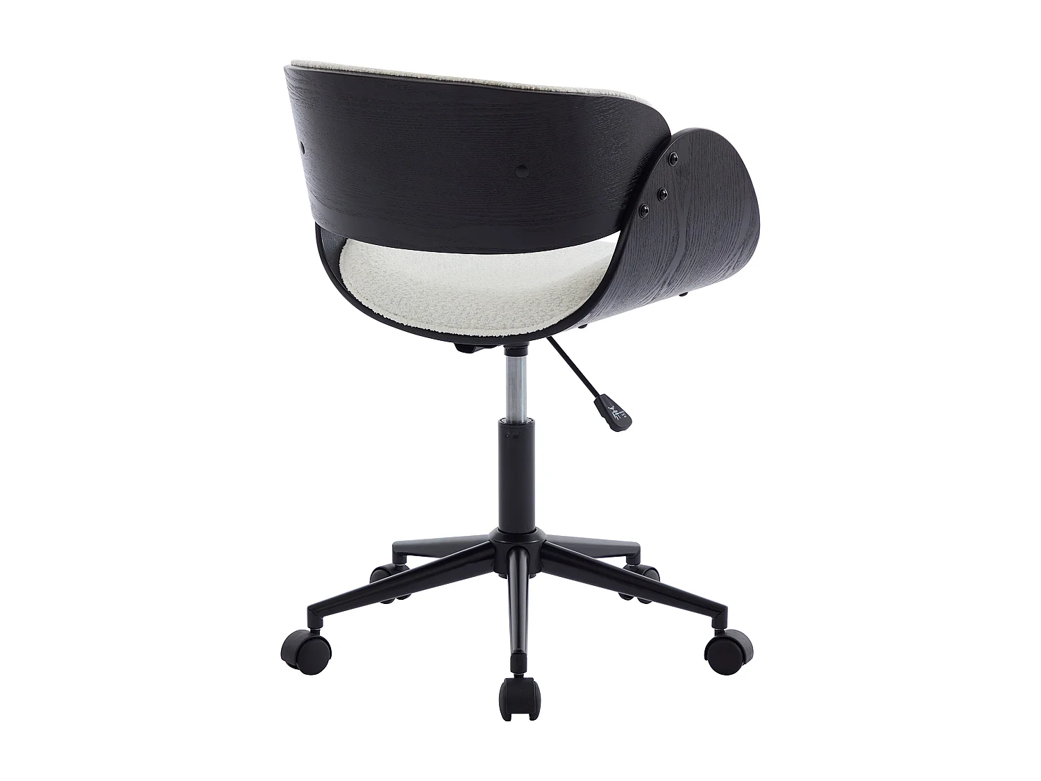 Chaise de bureau - Tissu bouclette et métal - Blanc et noir - Hauteur ajustable - JELSA