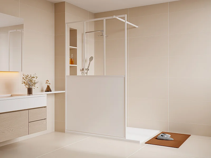 Parete per doccia walk-in stile atelier Bianco opaco 120 x 200 cm  - URBANIK