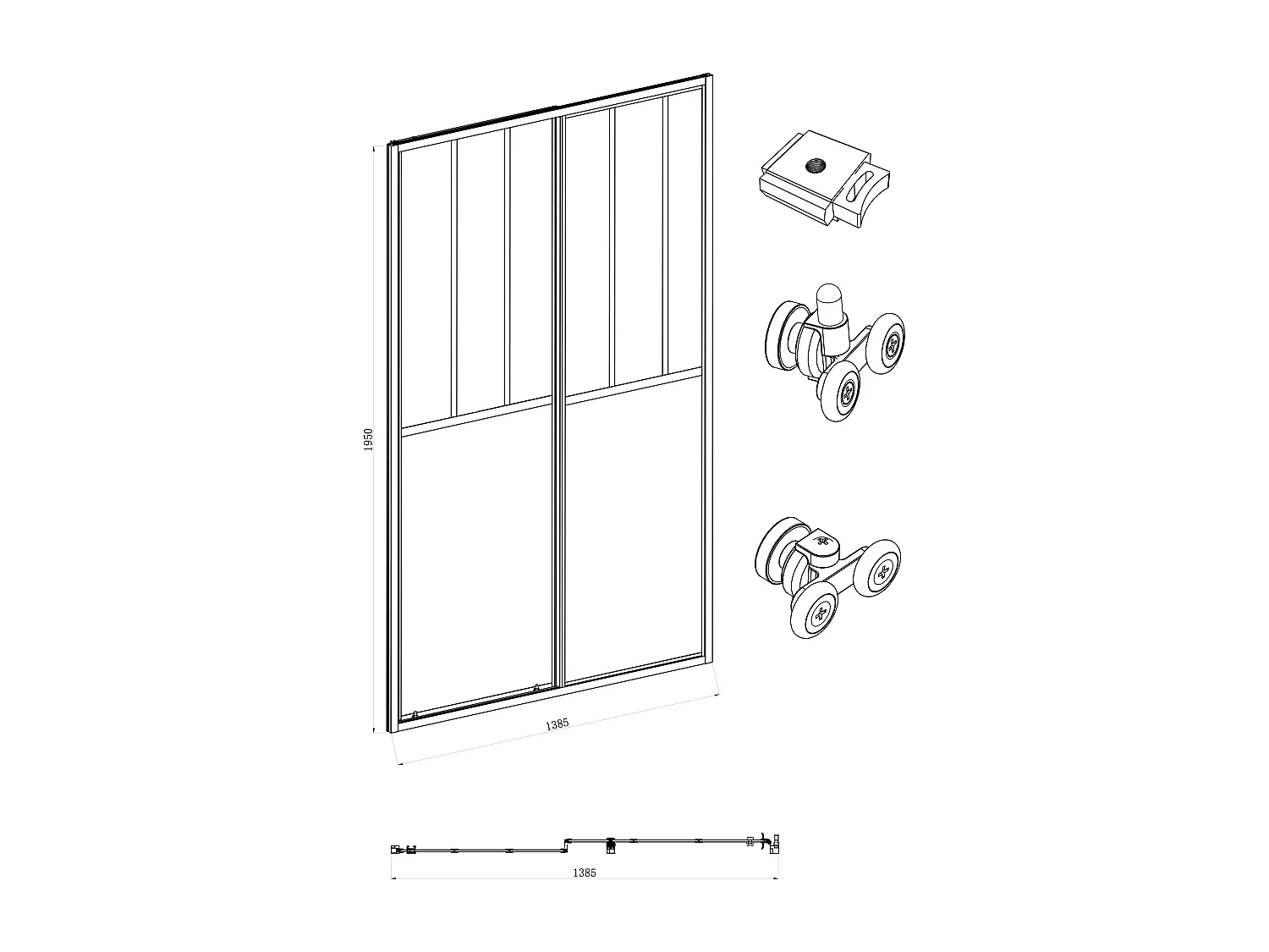 Porte de douche coulissante noir mat style atelier - 140 x 195 cm - URBANIK