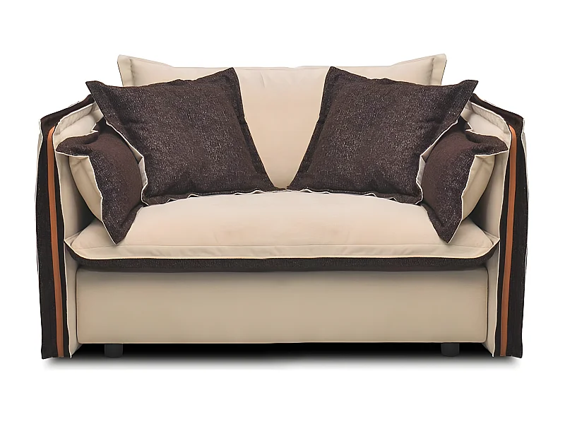 Fauteuil en tissu BURDY - Beige/Marron