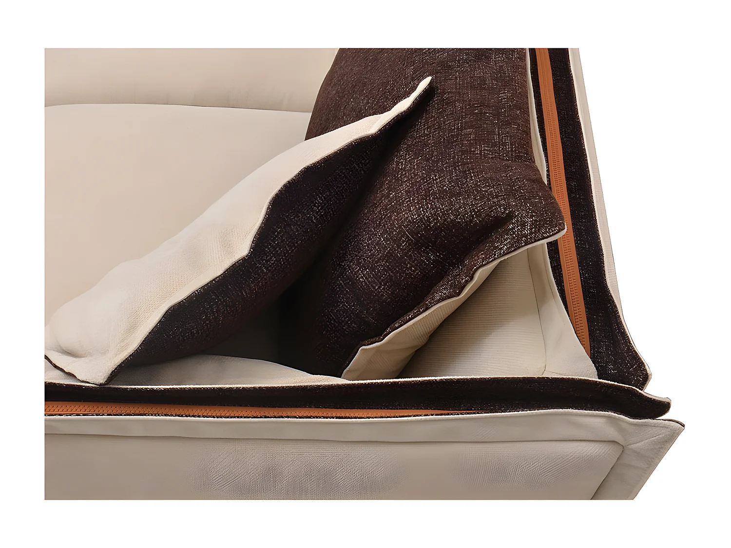 Fauteuil en tissu BURDY - Beige/Marron