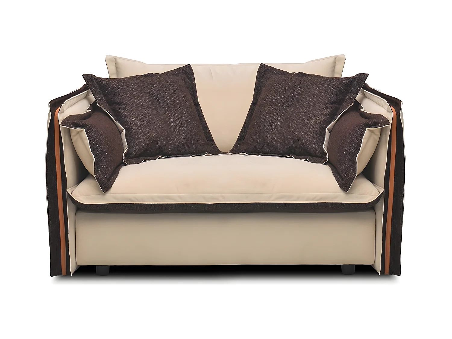 Fauteuil en tissu BURDY - Beige/Marron