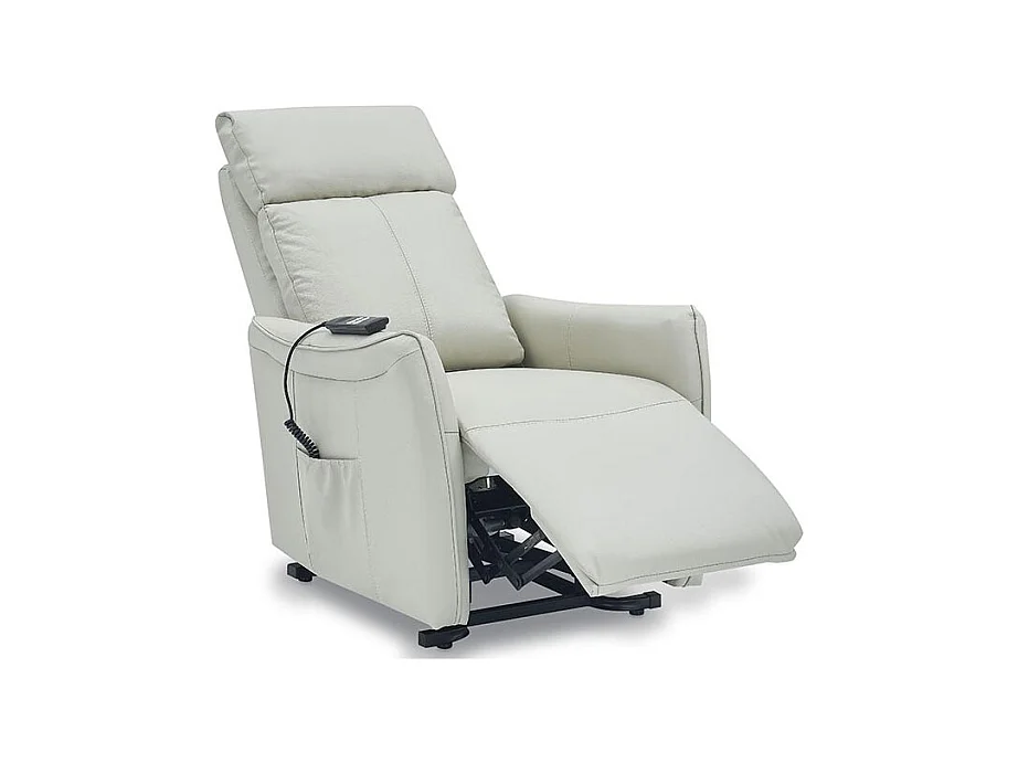 Fauteuil releveur électrique 1 place en cuir PULA - Gris perle