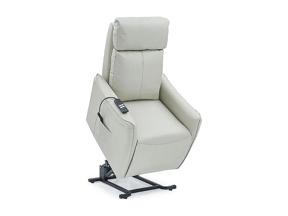 Fauteuil releveur électrique 1 place en cuir PULA - Gris perle