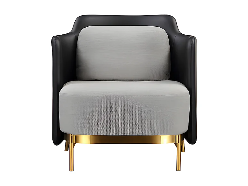 Fauteuil en tissu et simili cuir ARIA - Gris et Noir