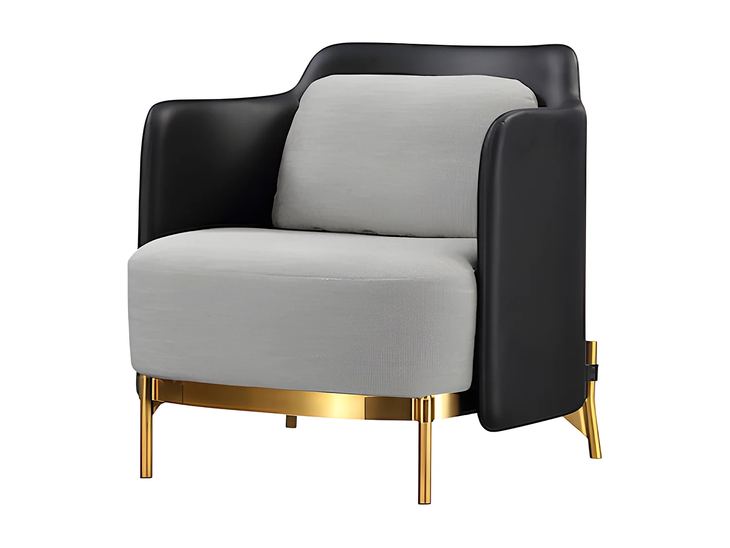 Fauteuil en tissu et simili cuir ARIA - Gris et Noir