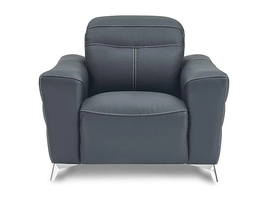 Fauteuil relaxation électrique 1 place en cuir SLOAN - Noir