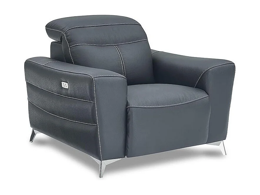 Fauteuil relaxation électrique 1 place en cuir SLOAN - Noir