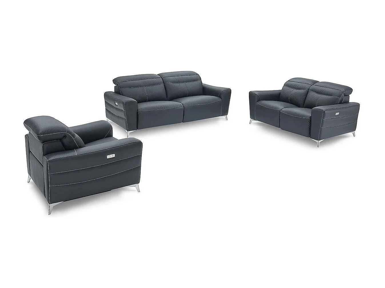 Fauteuil relaxation électrique 1 place en cuir SLOAN - Noir