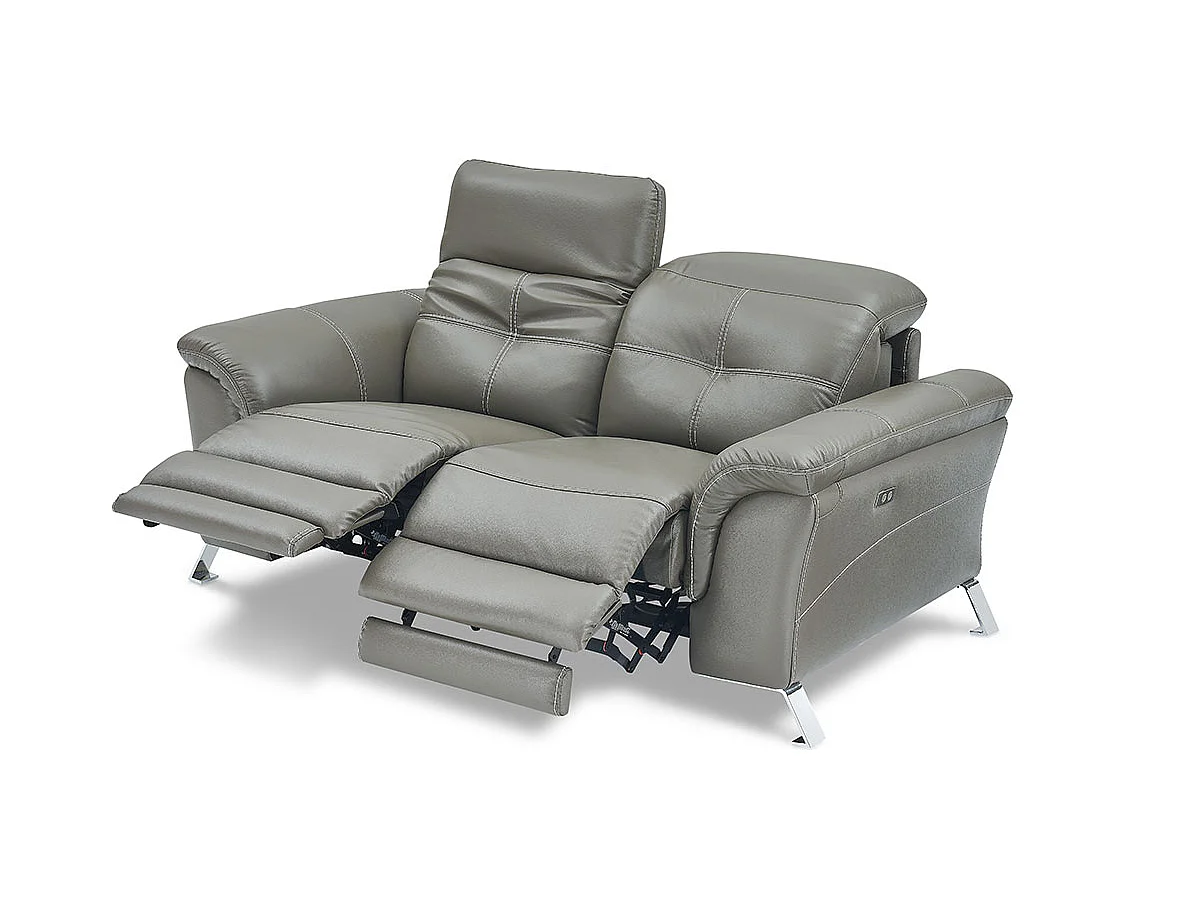 Canapé relax 2 places en cuir taupe DENY