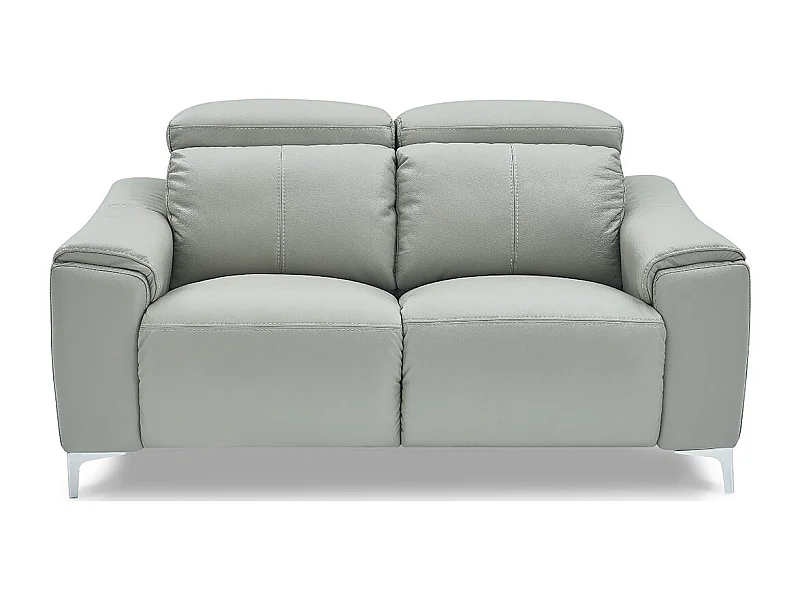 Canapé relaxation électrique 2 places en cuir BIANCA - Gris clair Gris perle - Angle Droit