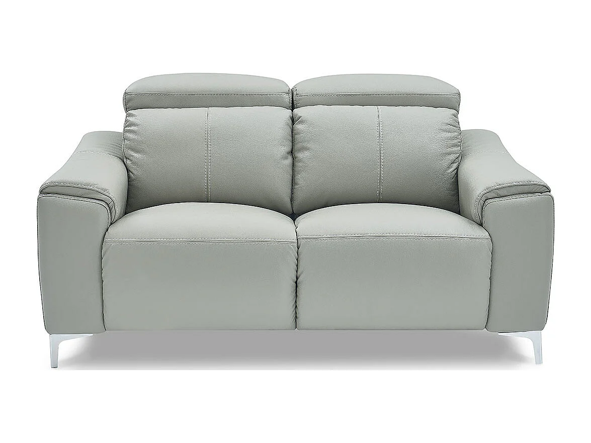 Canapé relaxation électrique 2 places en cuir BIANCA - Gris clair Gris perle - Angle Droit