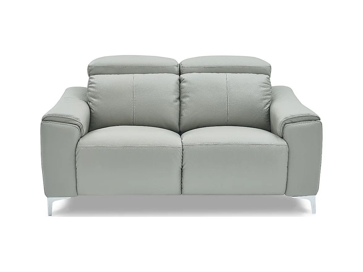 Canapé relaxation électrique 2 places en cuir BIANCA - Gris clair Gris perle