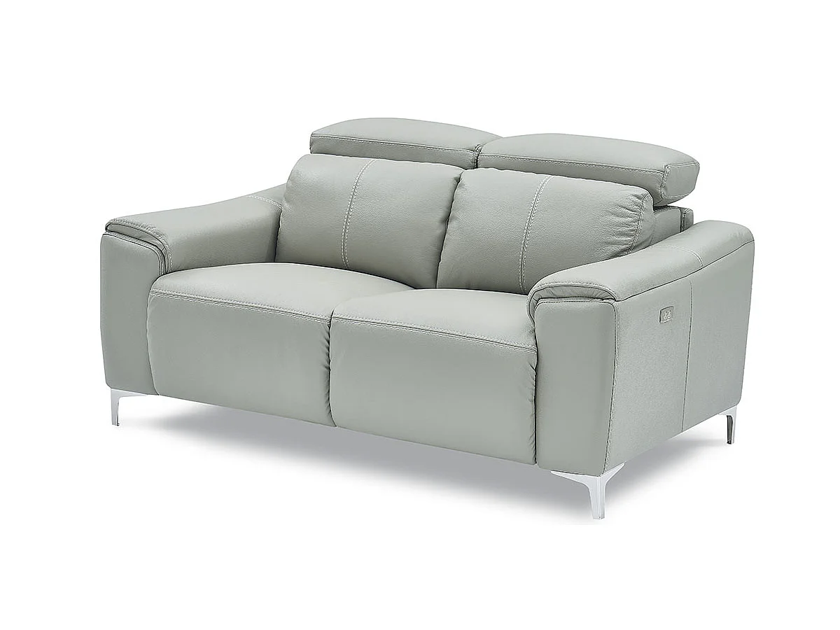 Canapé d'angle relax 2 places en cuir gris clair BIANCA