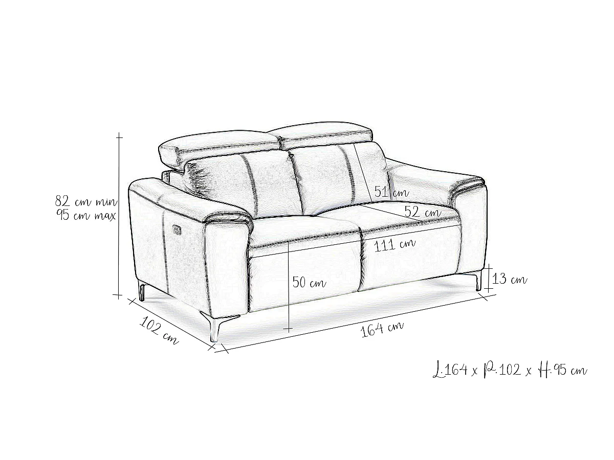 Canapé d'angle relax 2 places en cuir gris clair BIANCA