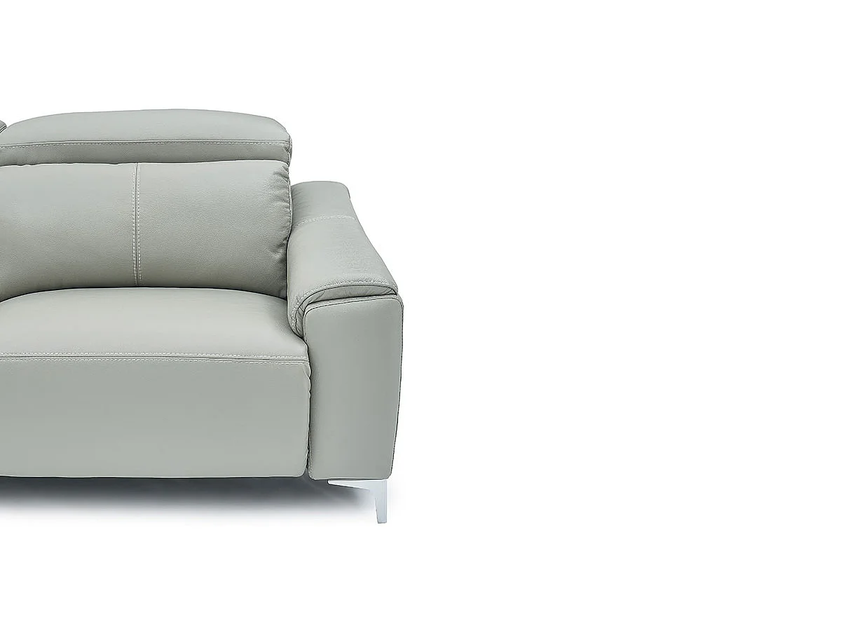 Canapé d'angle relax 2 places en cuir gris clair BIANCA