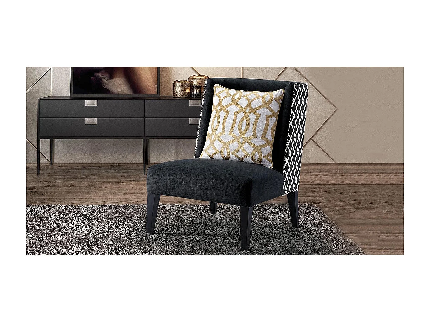 Fauteuil en tissu BARCO - Noir