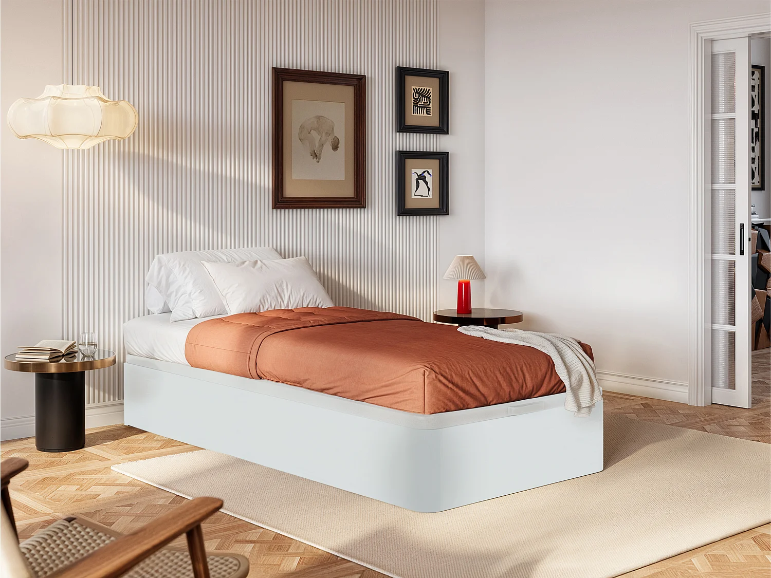 Sommier coffre 90 x 200 cm - Blanc mat - HESTIA de YSMÉE