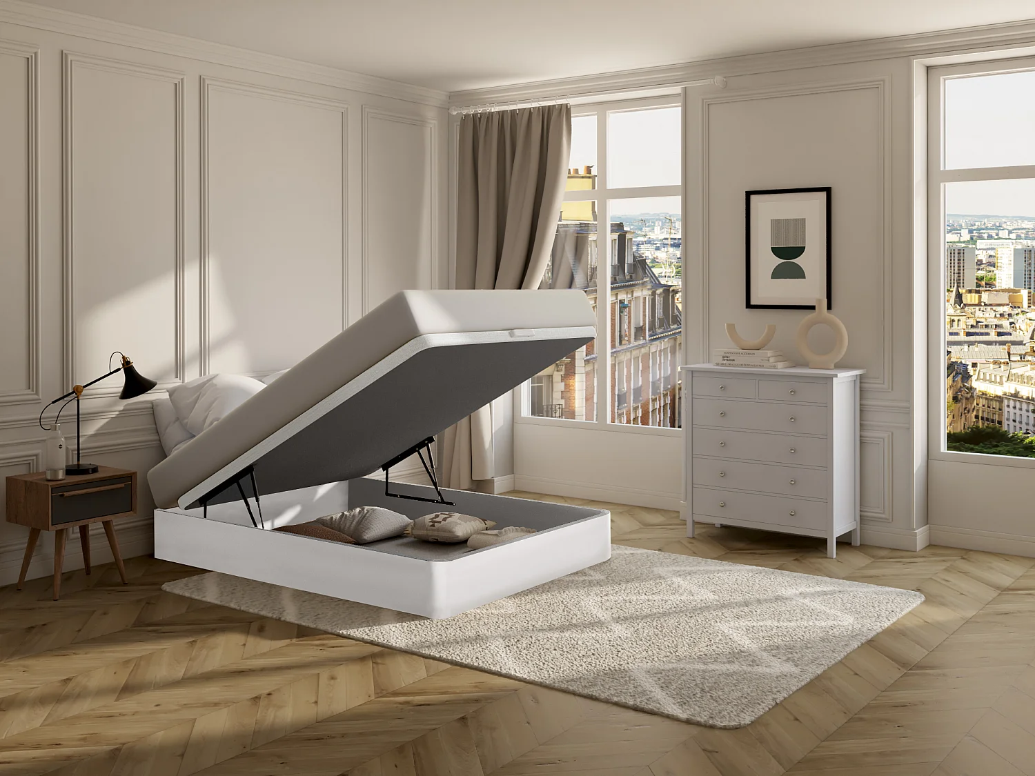 Sommier coffre 140 x 200 cm - Blanc mat - HESTIA de YSMÉE