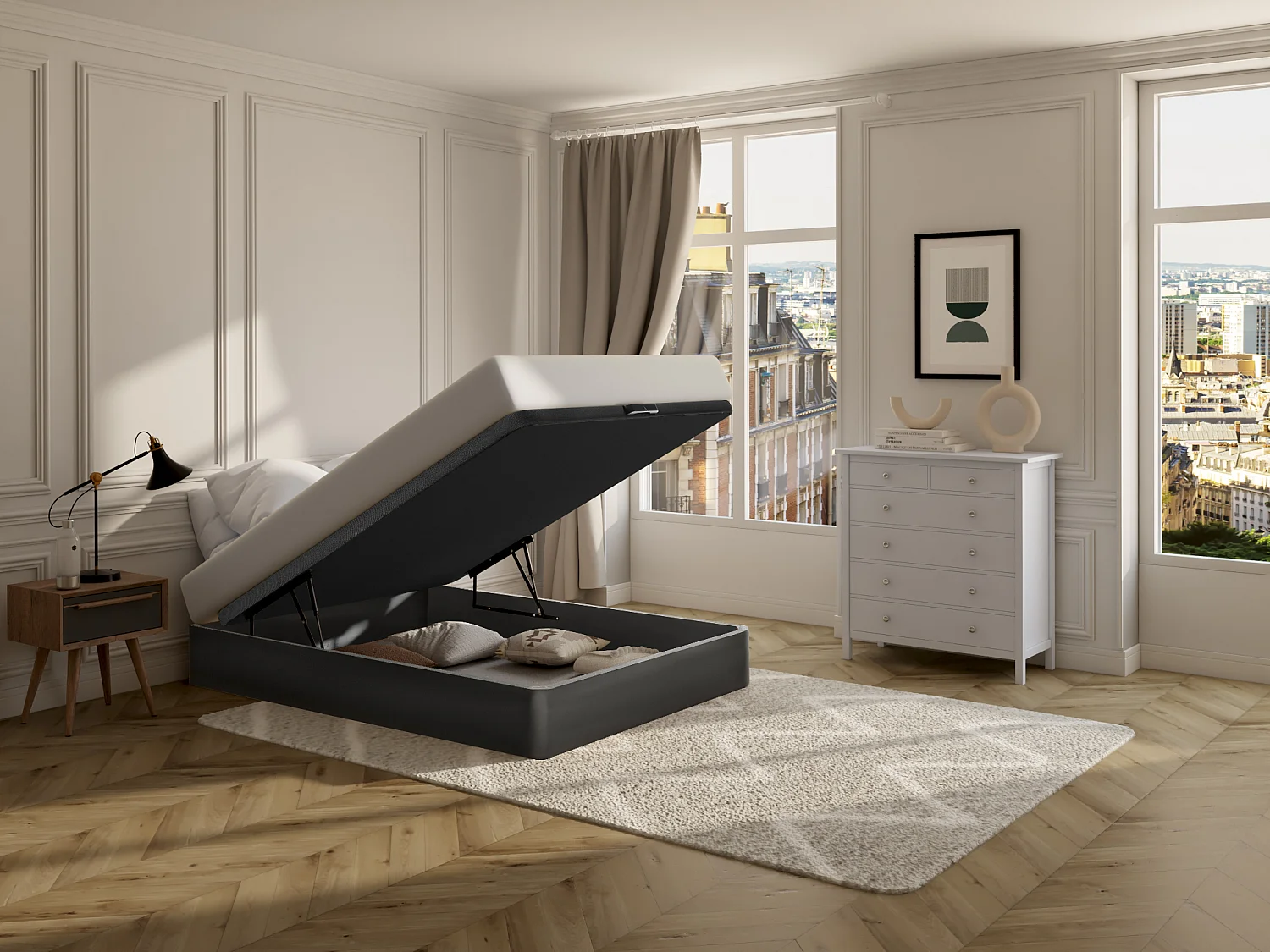 Bedbodem met opbergruimte 120 x 200 cm - Mat zwart - HESTIA van YSMÉE