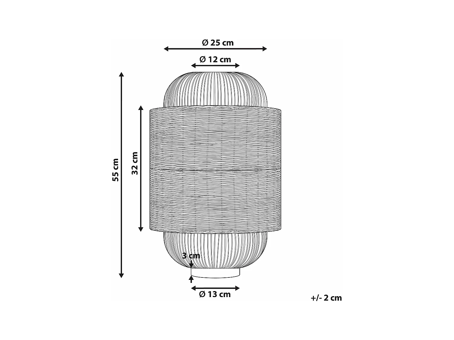 Tischlampe Rattan natürlich beige Metall schwarz Laternenform 55 cm Tanganyika