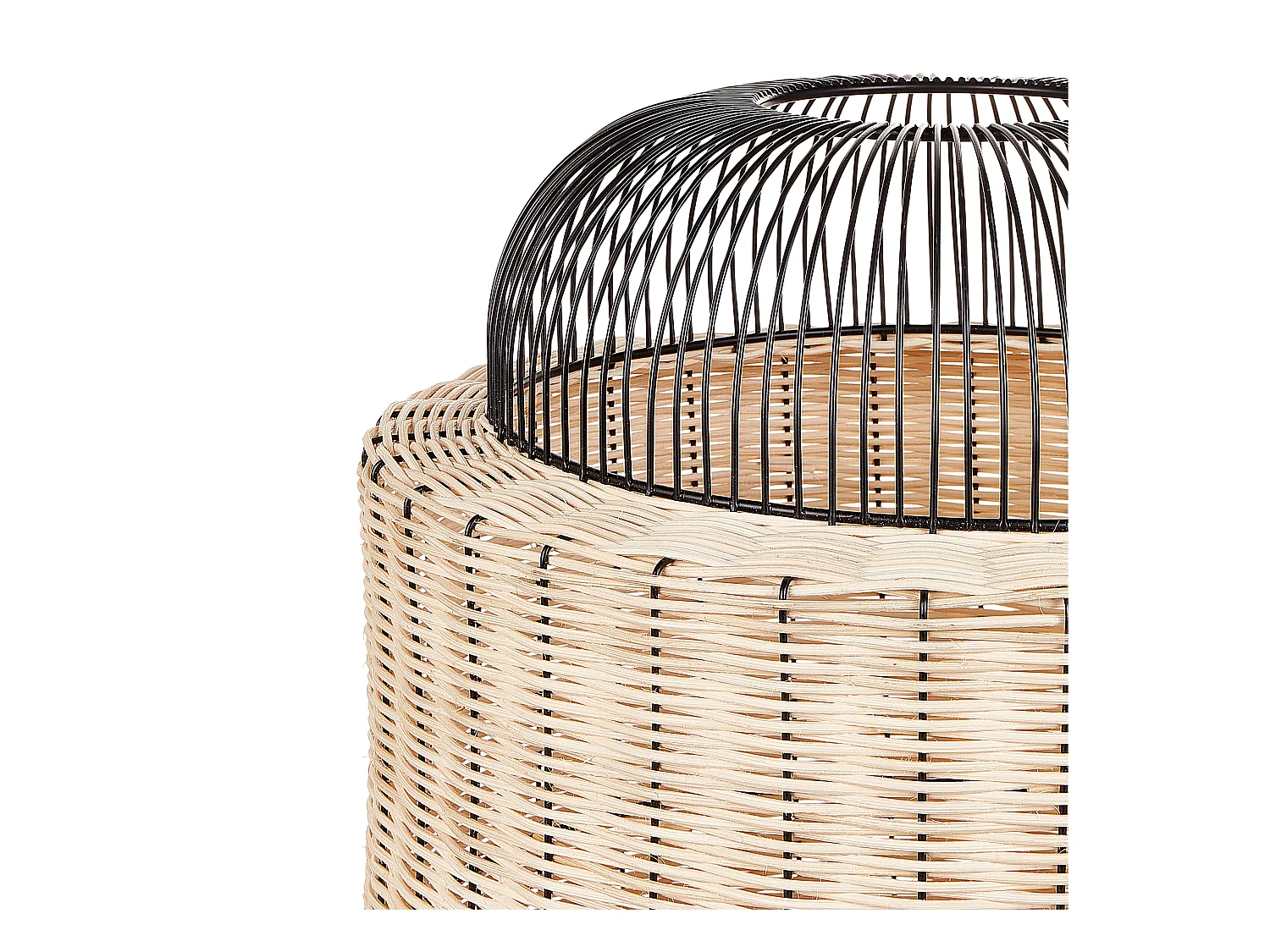 Tischlampe Rattan natürlich beige Metall schwarz Laternenform 55 cm Tanganyika