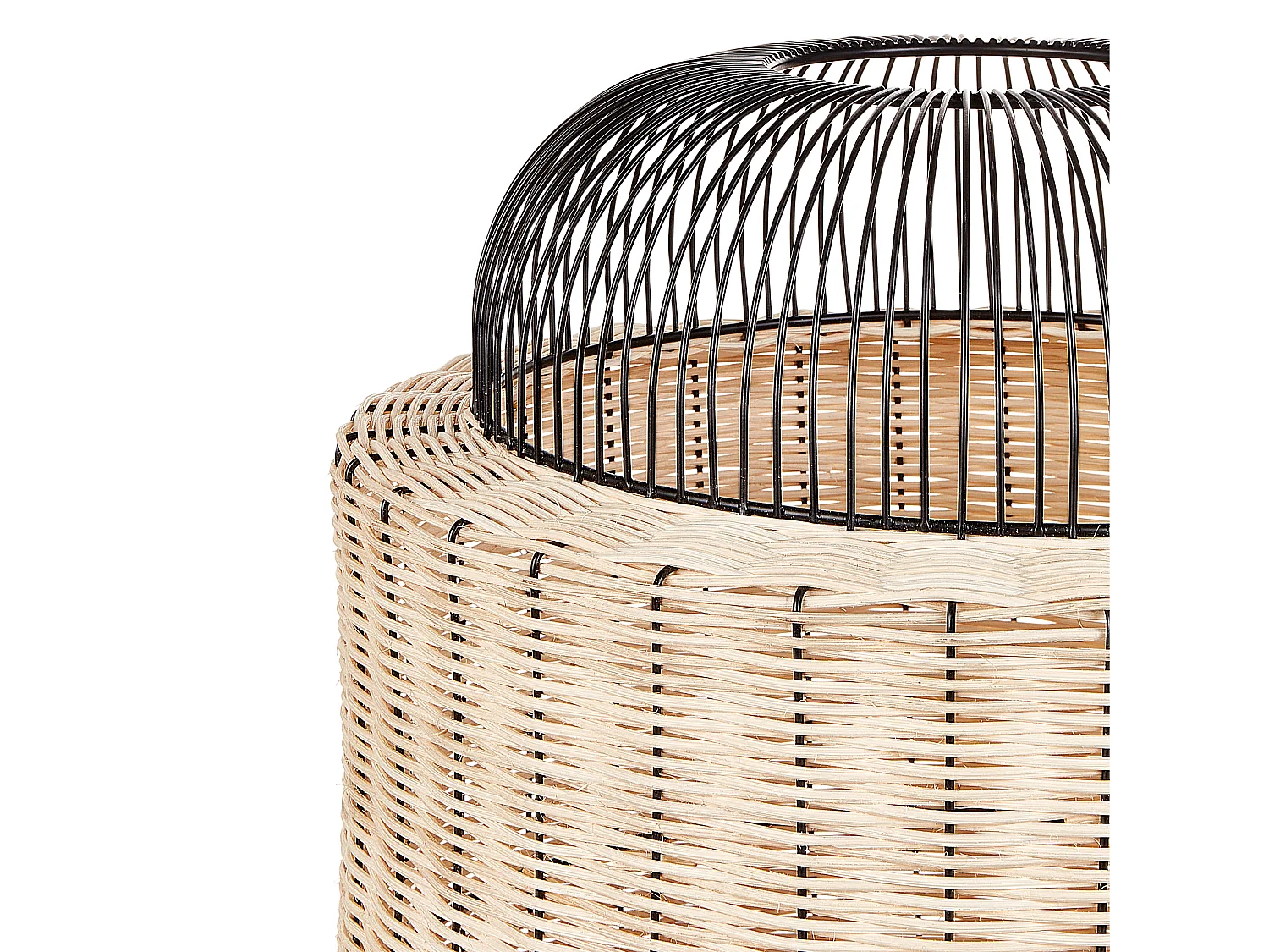 Tischlampe Rattan natürlich beige Metall schwarz Laternenform 55 cm Tanganyika