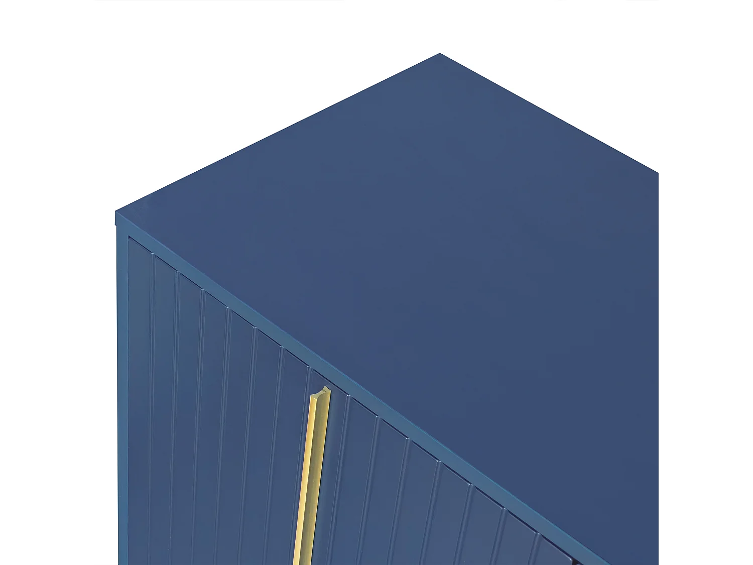 Buffet moderne avec étagères réglables - 3 portes à motif de U - poignées et base en métal - Bleu