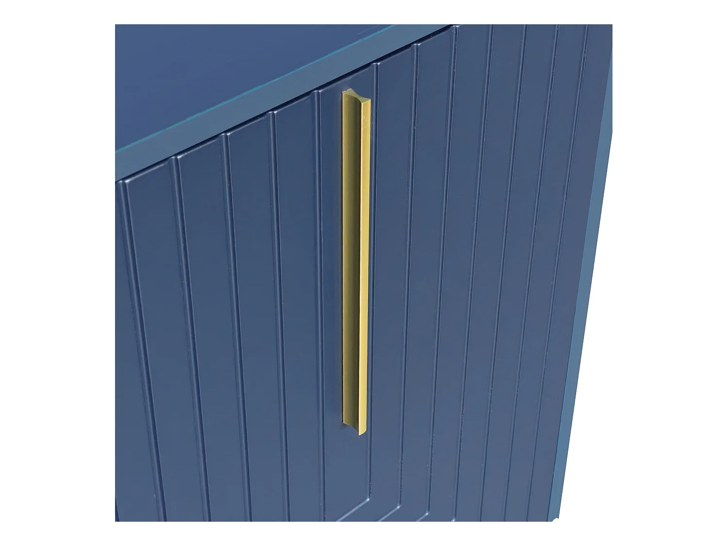 Aparador moderno con estantes regulables - 3 puertas en forma de U - tiradores y base de metal - Azul