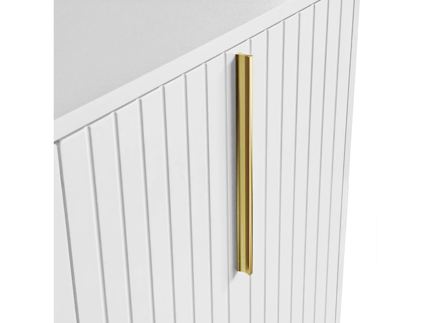 Buffet moderne avec étagères réglables - 3 portes à motif de U - poignées et base en métal - Blanc