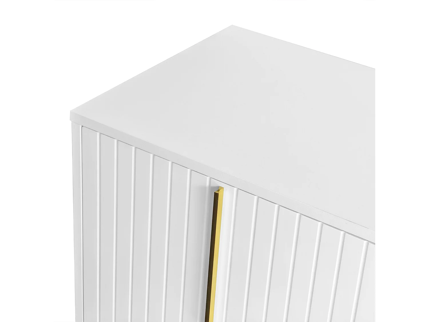 Buffet moderne avec étagères réglables - 3 portes à motif de U - poignées et base en métal - Blanc