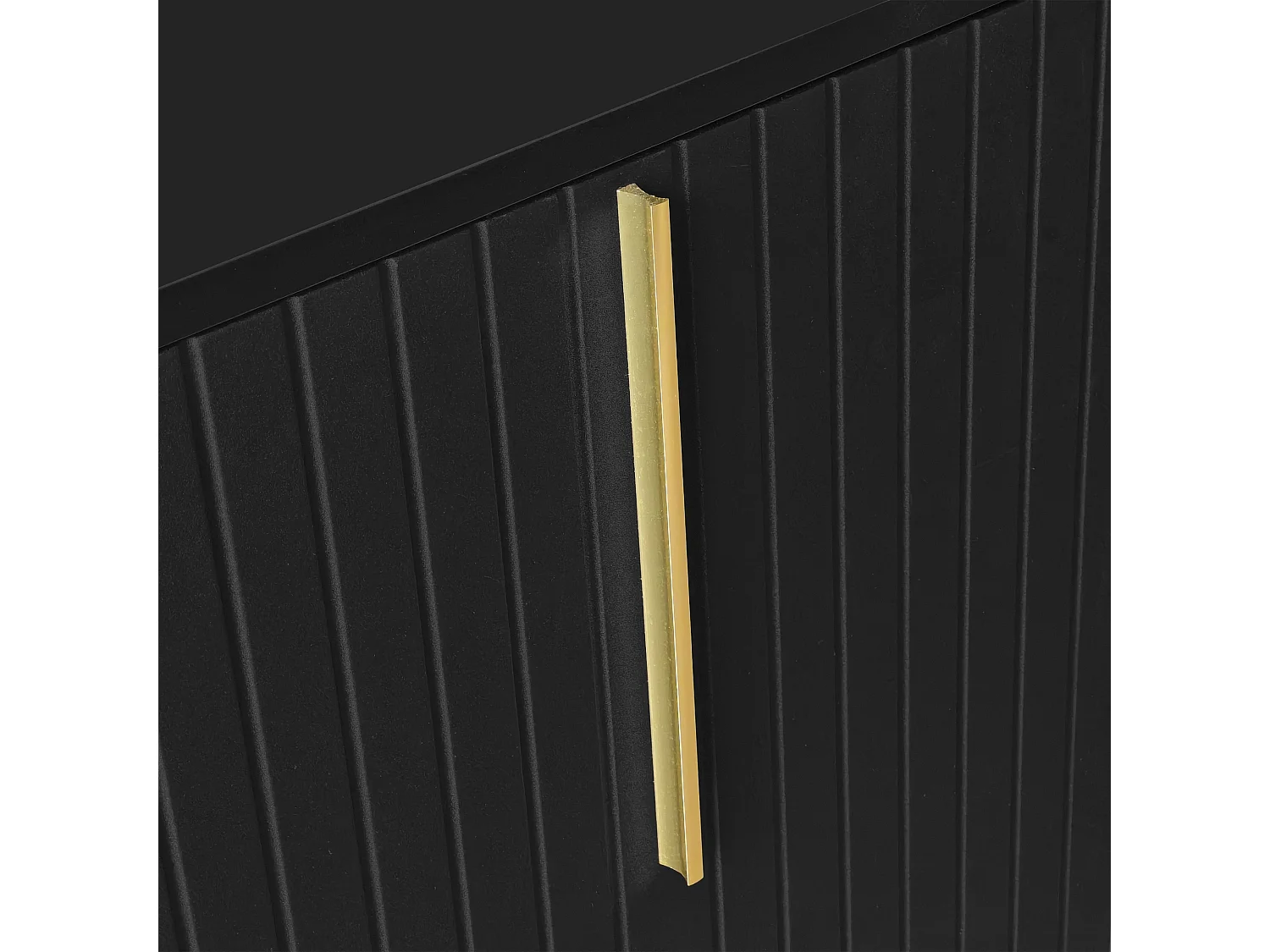 Modern dressoir met verstelbare planken - 3 U-vormige deuren - metalen handgrepen en onderstel - Zwart