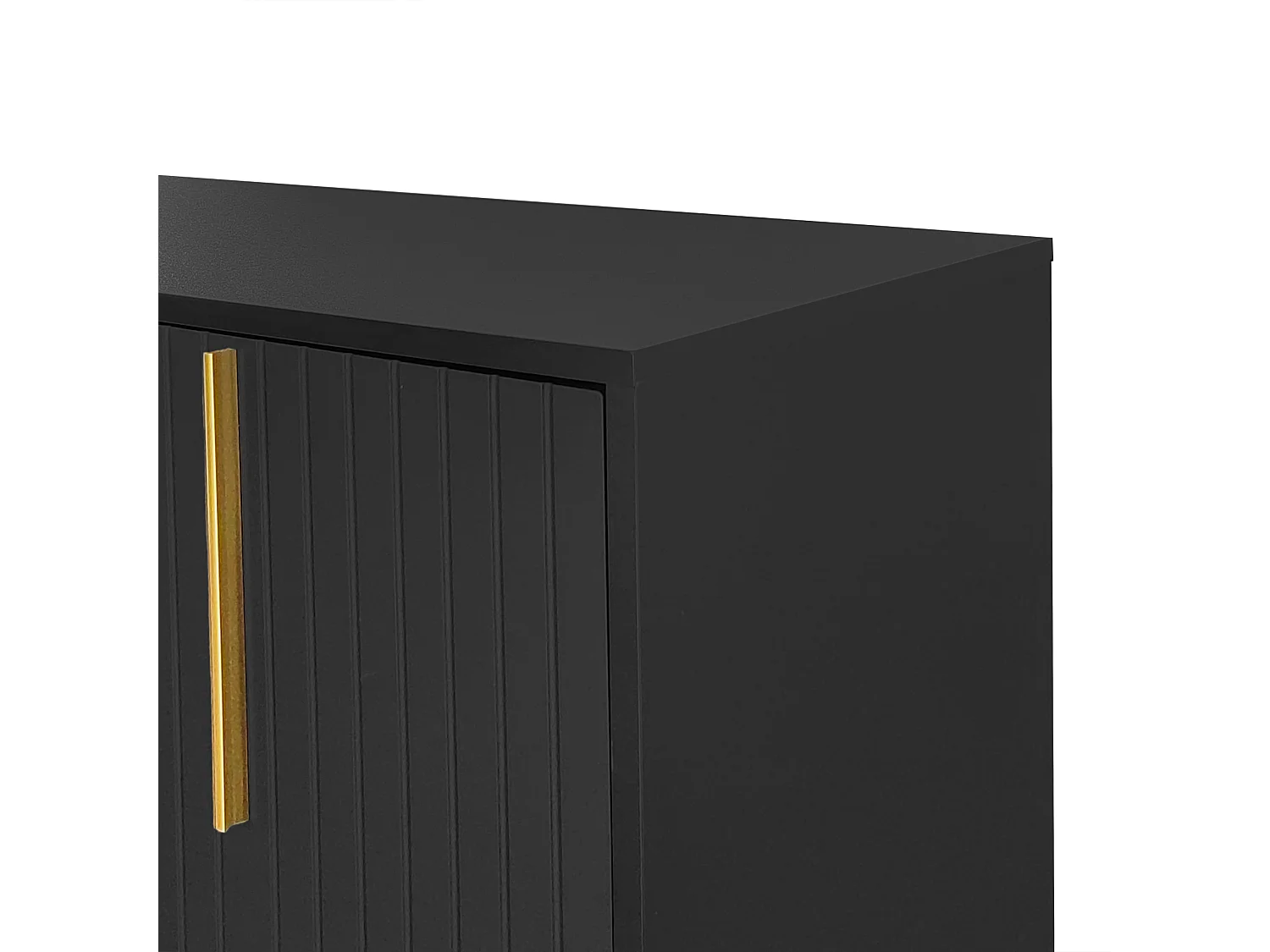 Modern dressoir met verstelbare planken - 3 U-vormige deuren - metalen handgrepen en onderstel - Zwart