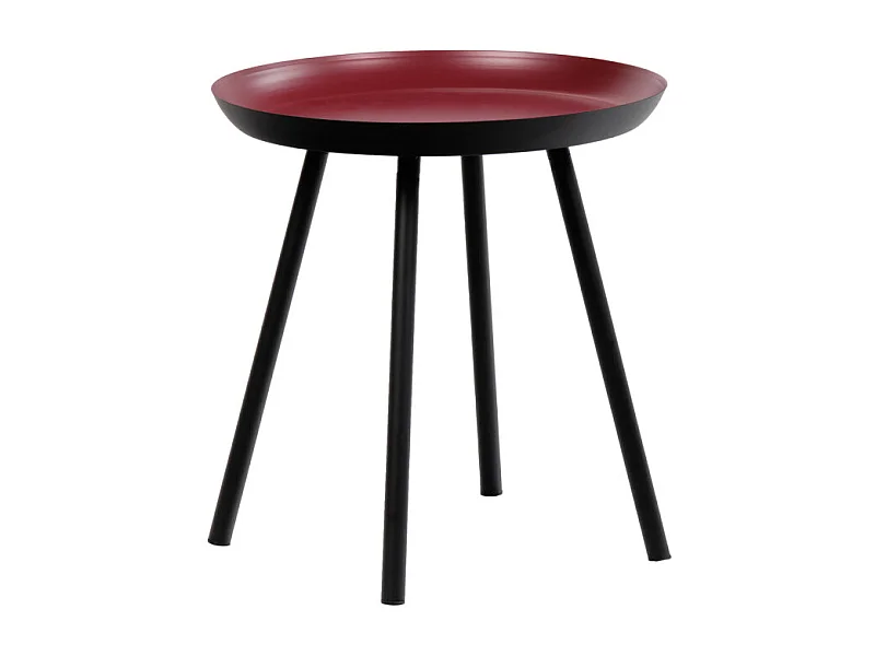 Table d'appoint ronde D. 38 cm métal rouge et pieds noirs - LAK 8969