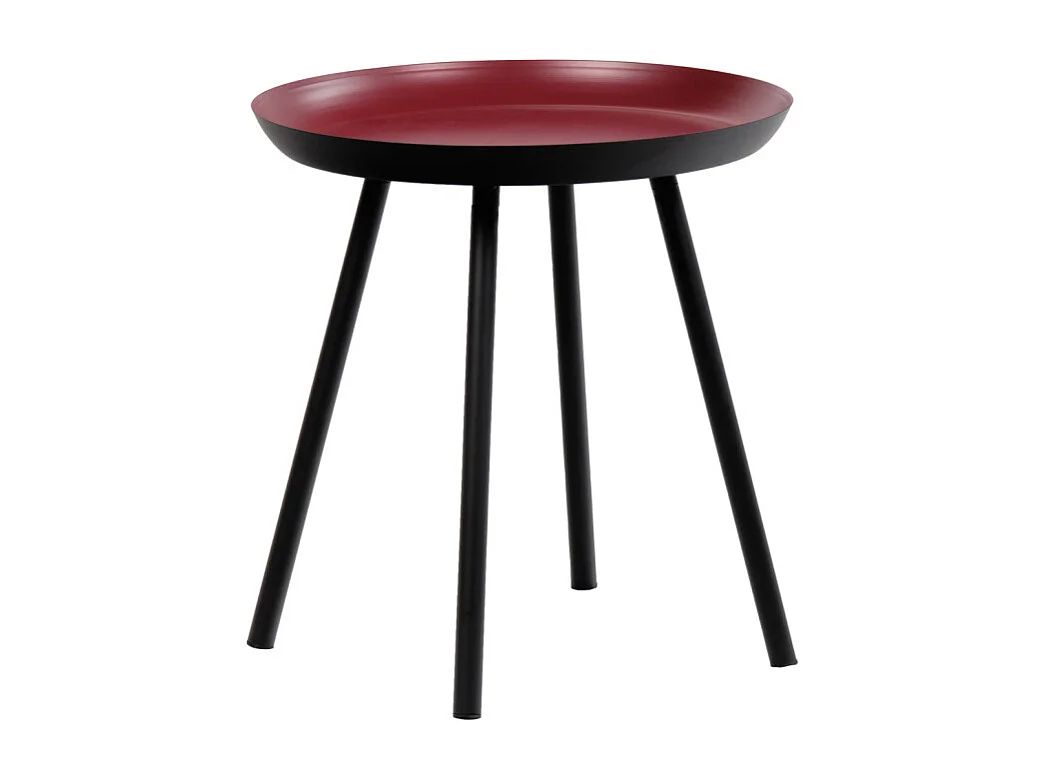 Table d'appoint ronde D. 38 cm métal rouge et pieds noirs - LAK 8969