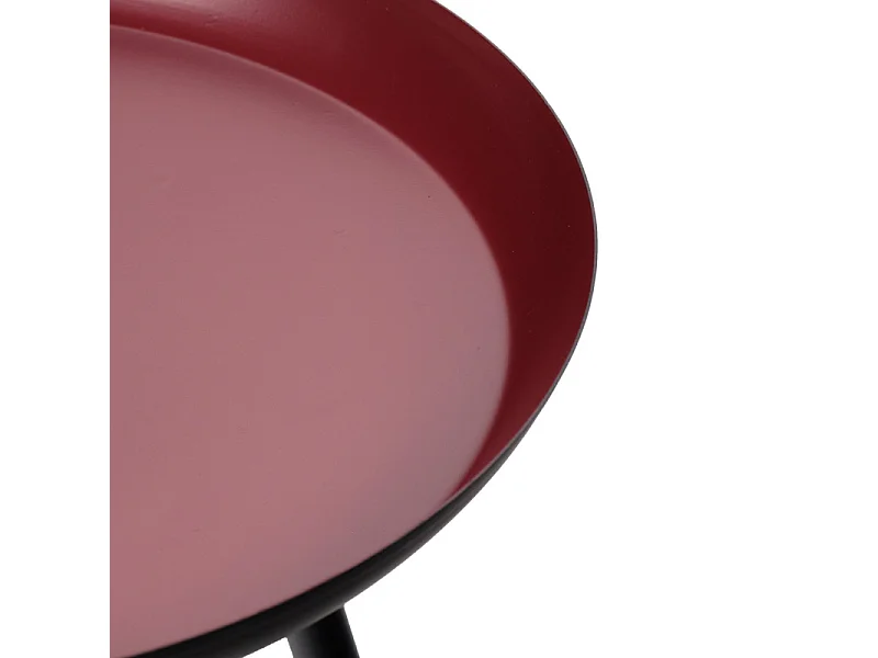 Table d'appoint ronde D. 38 cm métal rouge et pieds noirs - LAK 8969